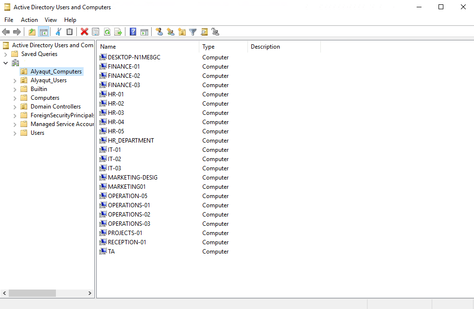 Active Directory view of domain-managed computers